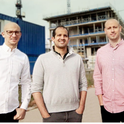 Founders of Yardlink pictured in front of a construction site
